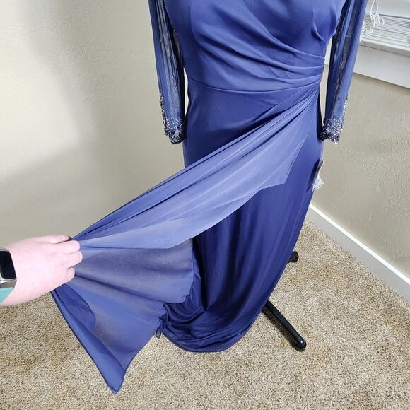 Alex Evenings A-Line Mesh Gown Beaded Illusion Sweetheart Neckline Size 10P NWT - Picture 6 of 16